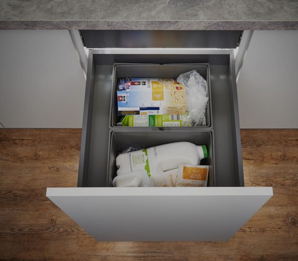 fitted Kitchen drawer bins