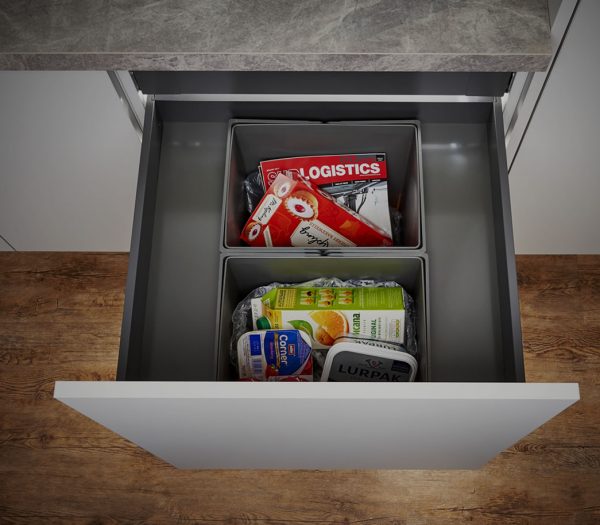 fitted Kitchen drawer bins