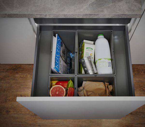 fitted Kitchen drawer bins